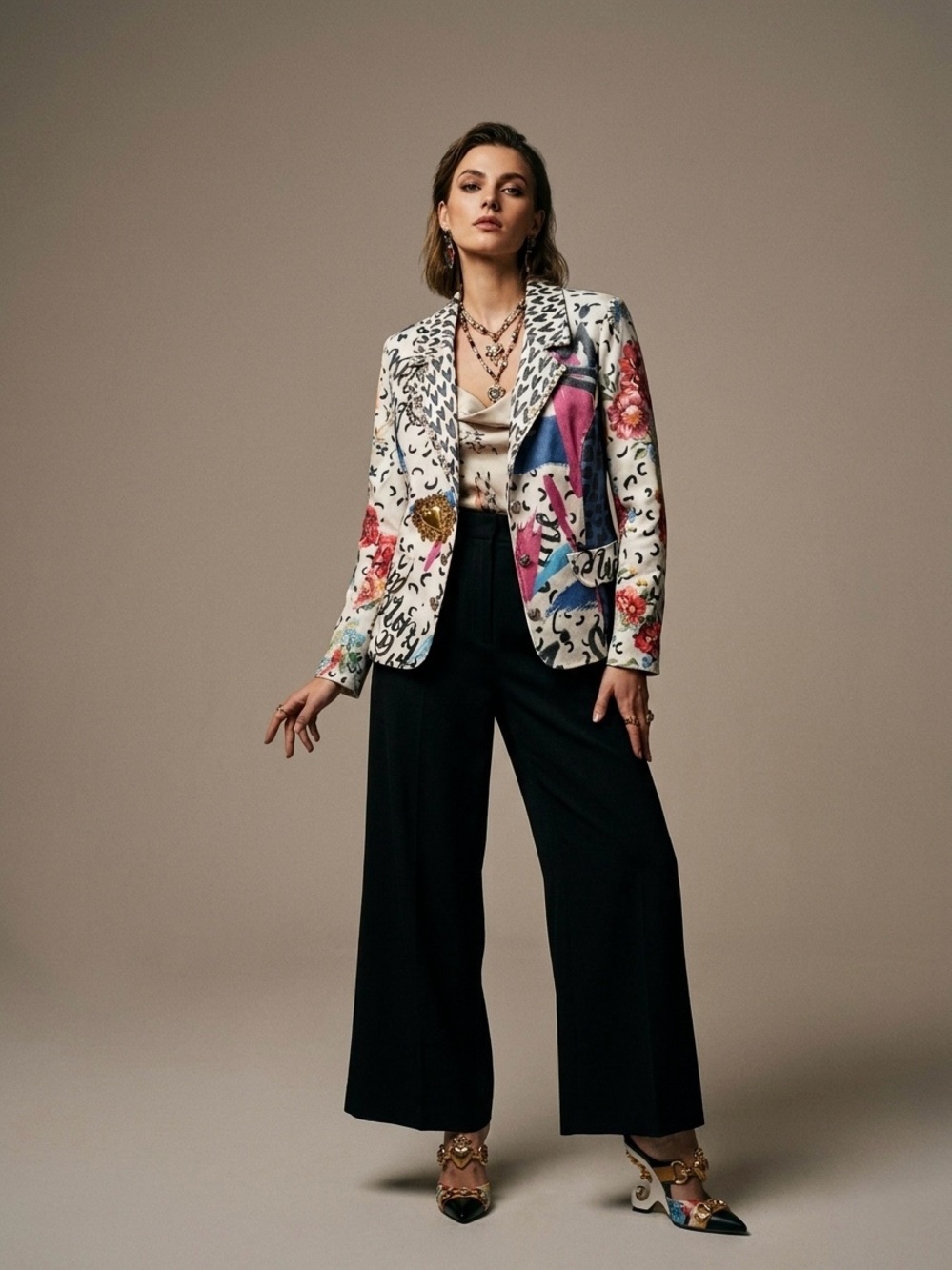 Tricotto Graffiti Mixed Media Blazer Jacket Living The Dream Embellished | M